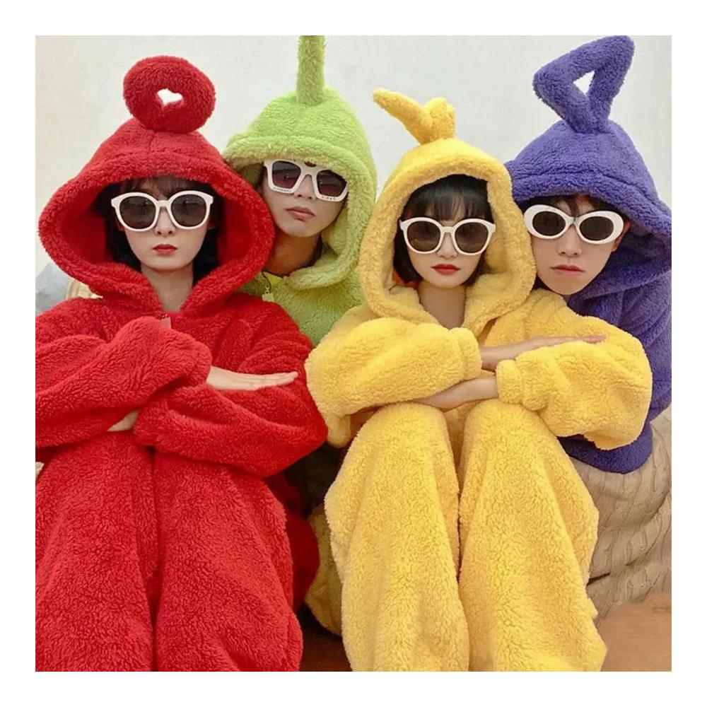 Teletubbies Onesie Damen Warme Einteiler Pyjamas für Erwachsene - Unisex Tierkostüm Cosplay ideal für Homewear Nachtwäsche und Party