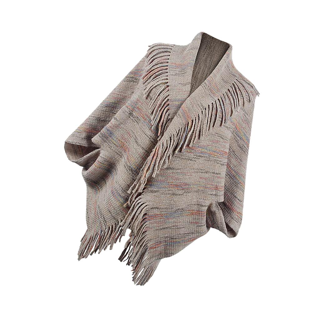 Damen-Strickschal mit Bunten Streifen und Quasten Modischer Wickelschal für den Alltag