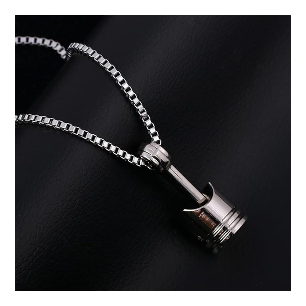 Edelstahl Mini Turbolader Halskette für Männer - Autoteil Anhänger mit Drehmoment Kolben Design
