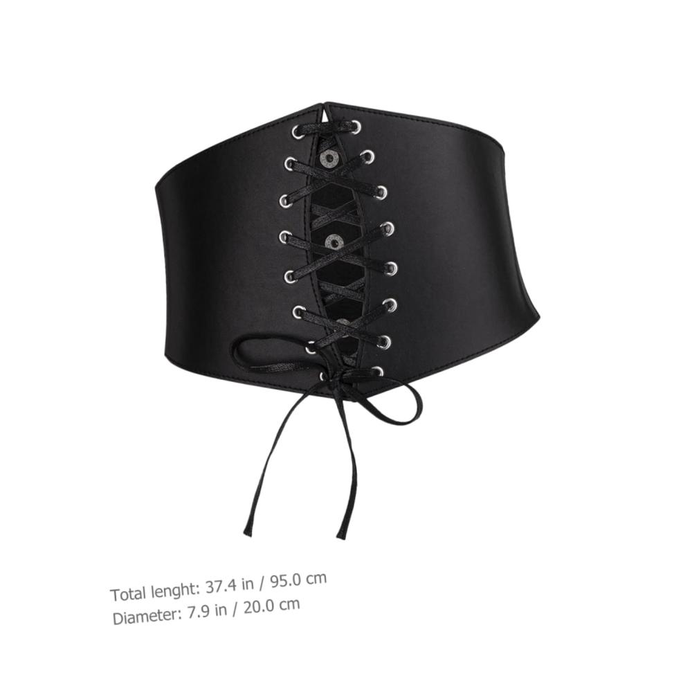 Breiter Damen Korsettgürtel in Schwarz – Elastischer Bindegürtel mit Schnürung für Renaissance-Accessoires Fräulein Rock Kunstleder – Taillengürtel für Frauen