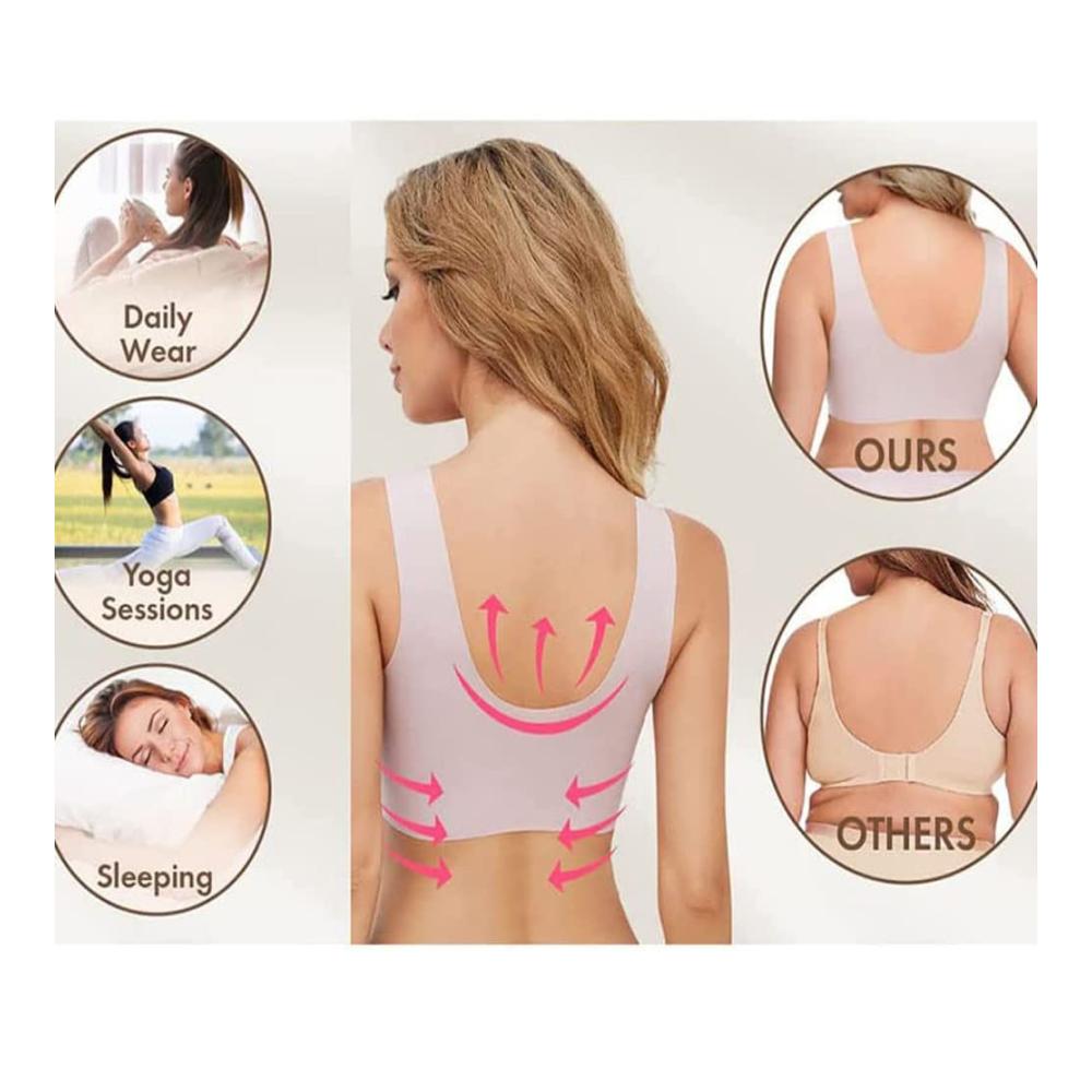 Klassische BHs Damenmode mit Wmbra-Lage und Haltungskorrektur - Übergröße Deep Cup Push-up Wireless-BH