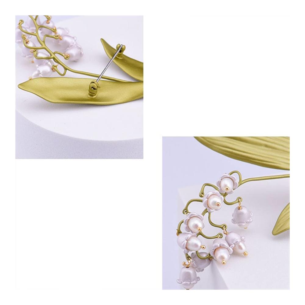 Luxuriöse Süßwasserperlen Brosche Glocken-Orchideen-Design | Damen Accessoire