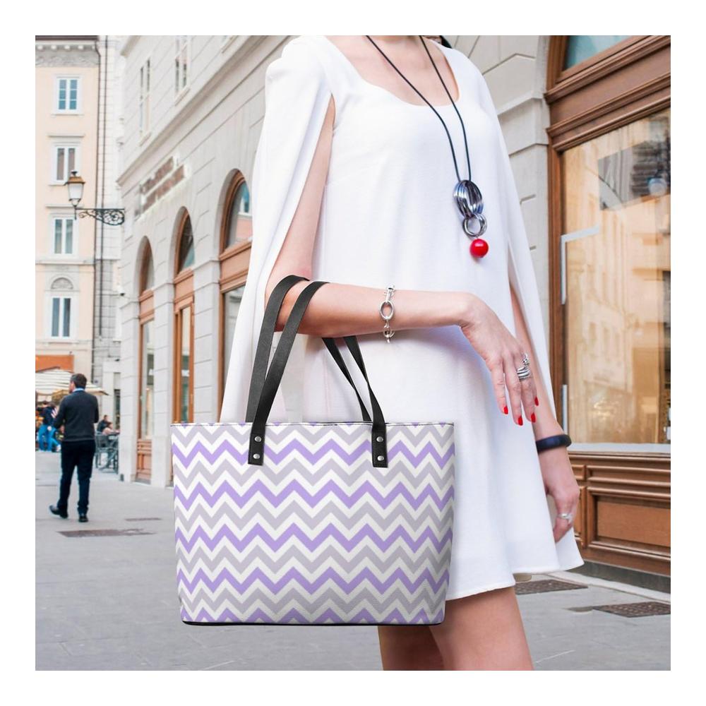 Henkeltaschen aus Pebbled PU Leder – Stilvolle Einkaufs- und Business-Handtasche für Frauen Casual Chic in Lila Trauben 29x34x14cm