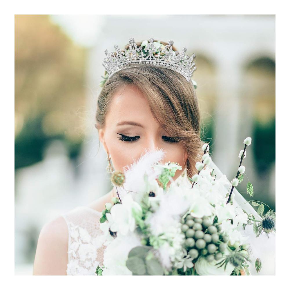 ROSENICE Hochzeit Diadem - Elegante Braut Tiara mit Strass Haarreifen in Silber für die perfekte Hochzeitsfrisur