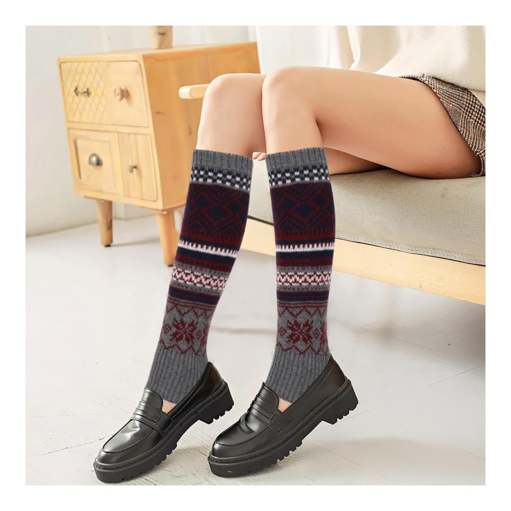 Winter-Set 2 Paare Damen Stulpen XEPST - Lange Beinwärmer für Mädchen - Strick Leg Warmers mit Häkelarbeit - Stiefel Abdeckung (40cm) für optimale Winterwärme