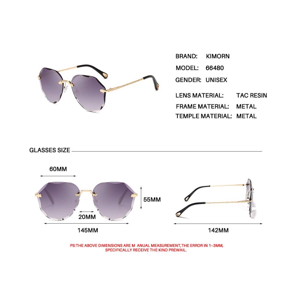 Diamant-Schneidrandlose Sonnenbrillen Stilvolle Damen-Accessoires für den Outdoor-Schutz (Modell K0637