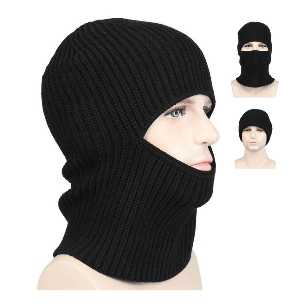 Schwarze Sturmhaube für Skifahren & Motorradfahren | 2-in-1 Gesichtsmaske und Helm-Nackenwärmer - Atmungsaktiv Warm & Vielseitig