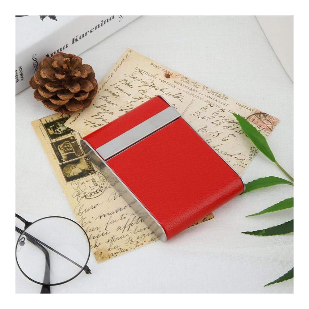 Zigarettenetui Damen - Edles Edelstahl Zigarettenhalter Etui für 20 Zigaretten - Tabakbox in Schwarz Rot - Smoker Accessoire als Geschenk oder zum Selbergebrauchen