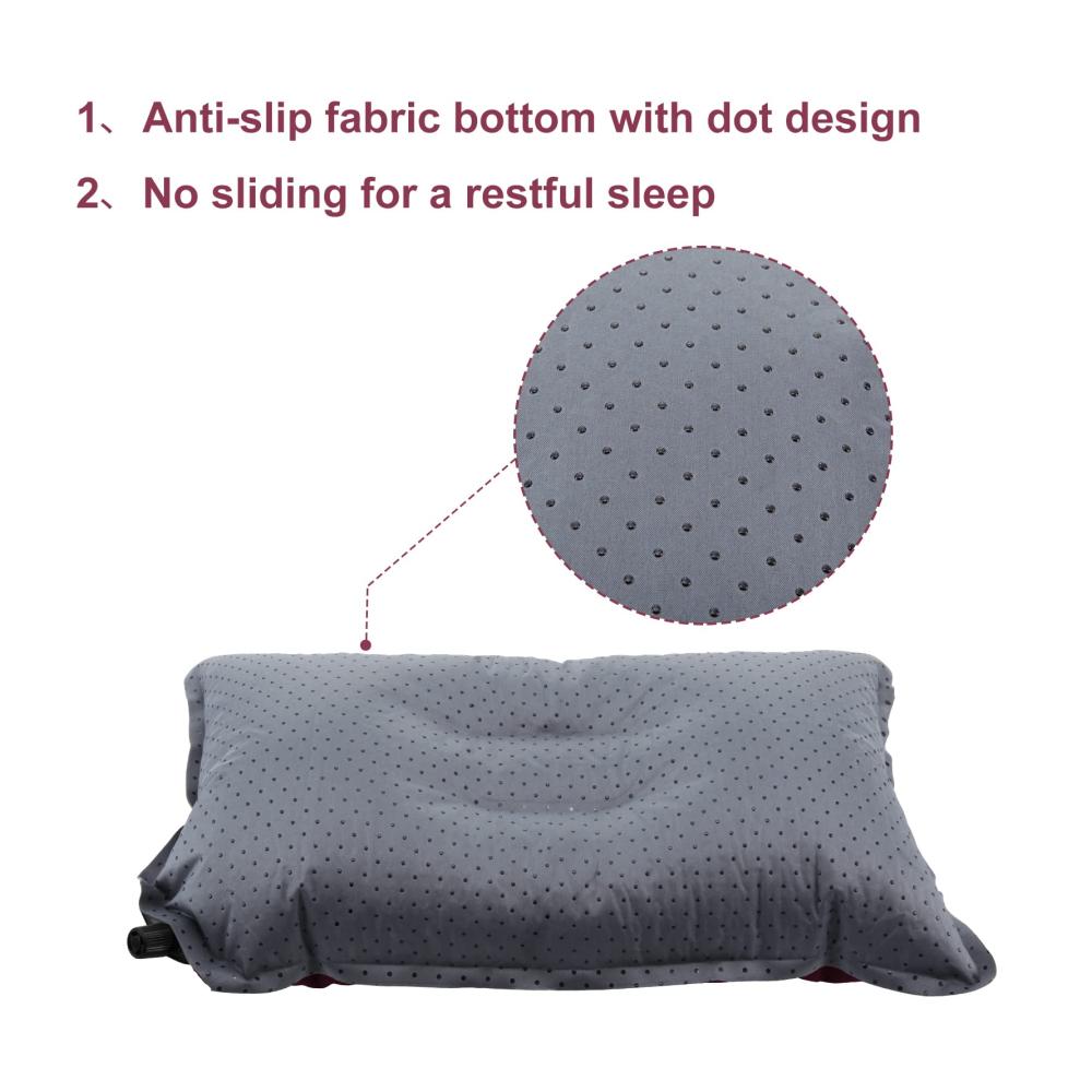Bequemes aufblasbares Campingkissen mit Schaumstofffüllung für Strand Reisen und Outdoor-Aktivitäten - Ergonomisches Kopfkissen für Büro und Auto - 49x30 cm Bordeaux