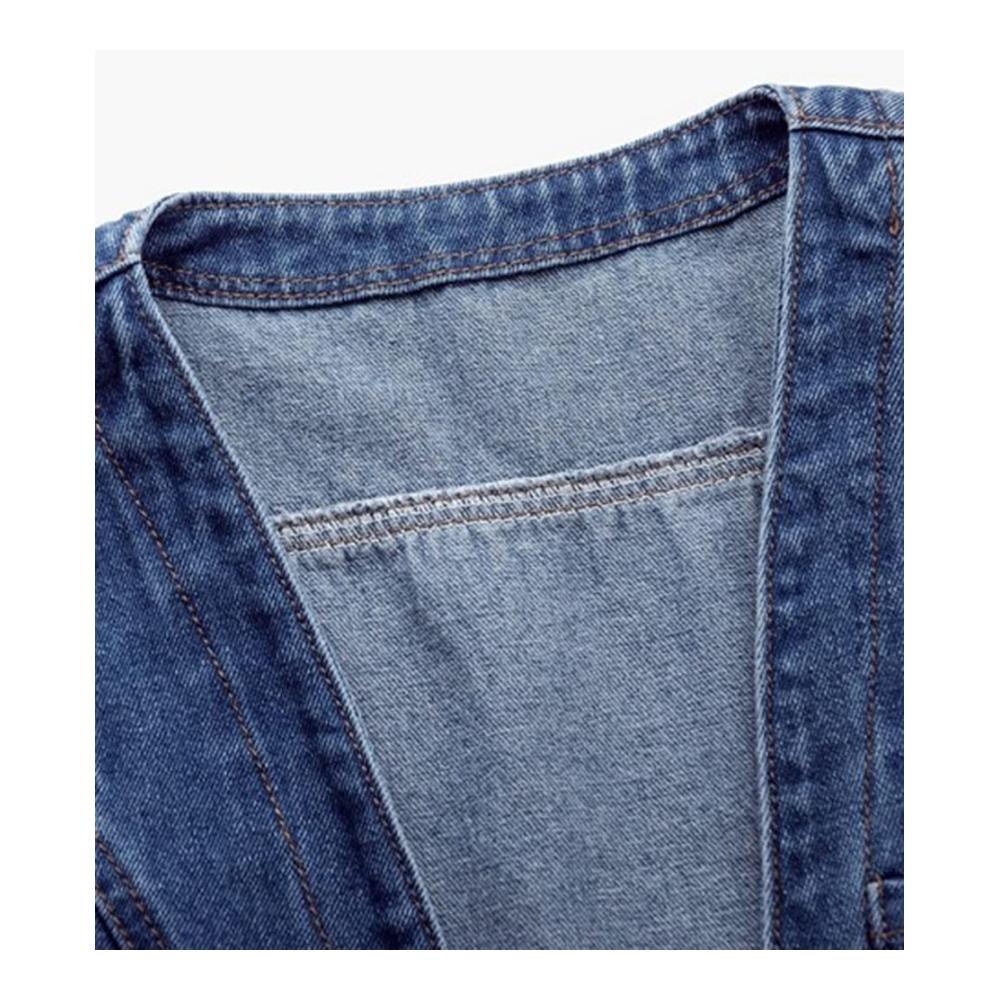 Damen Jeansweste übergröße - Stilvolle Ärmellose Denim Jacke für den Frühling - Beiläufige Weste mit Karten-Top Outwear in Übergröße