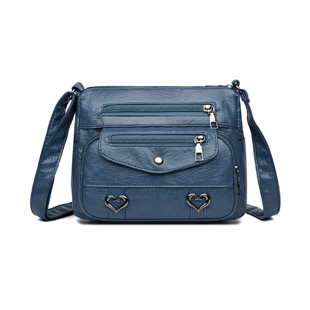 Damen Schultertasche mit Herz-Dekor Große Kapazität Geldbörse & verstellbare Gurte - Einfarbig & Multifunktional für Mädchen