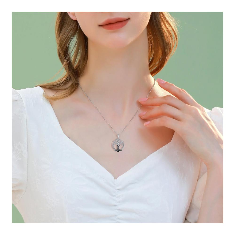 Lebensbaum Halskette aus 925er Sterling Silber mit Keltischem Knoten Triskele Viking Anhänger und Mondstein Kristall - Ideales Geschenk für Damen & Mädchen