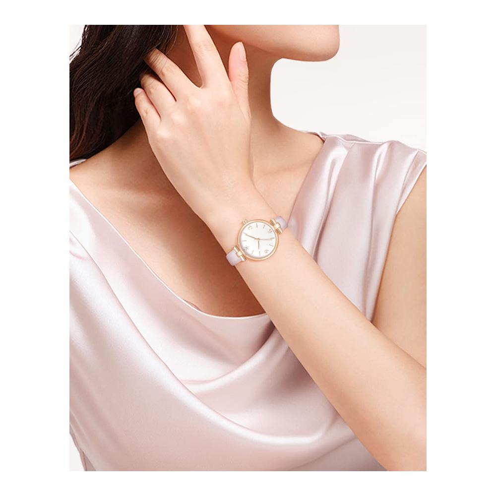 Damen Armbanduhr - Wasserdichte klassische Analoguhr mit Lederarmband Quarz elegantes minimalistisches Design - Geschenk für Frauen