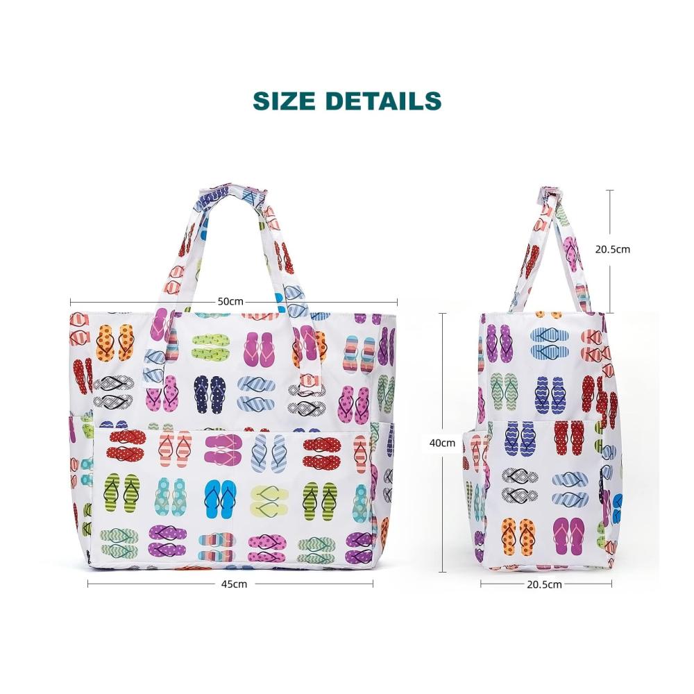 BISON DENIM Damen Strandtasche Groß Wasserdicht & Sanddicht - Ideal für Schwimmbad und Strand - Leichtgewichtige Umhängetasche mit Reißverschluss