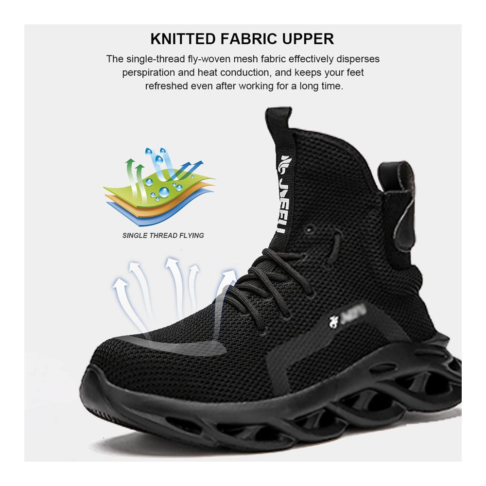 Herren Sicherheits-Sneaker Rutschfeste Composite-Site-Arbeitsschuhe mit Stahlkappe leicht und robust Größe 45 Schwarz