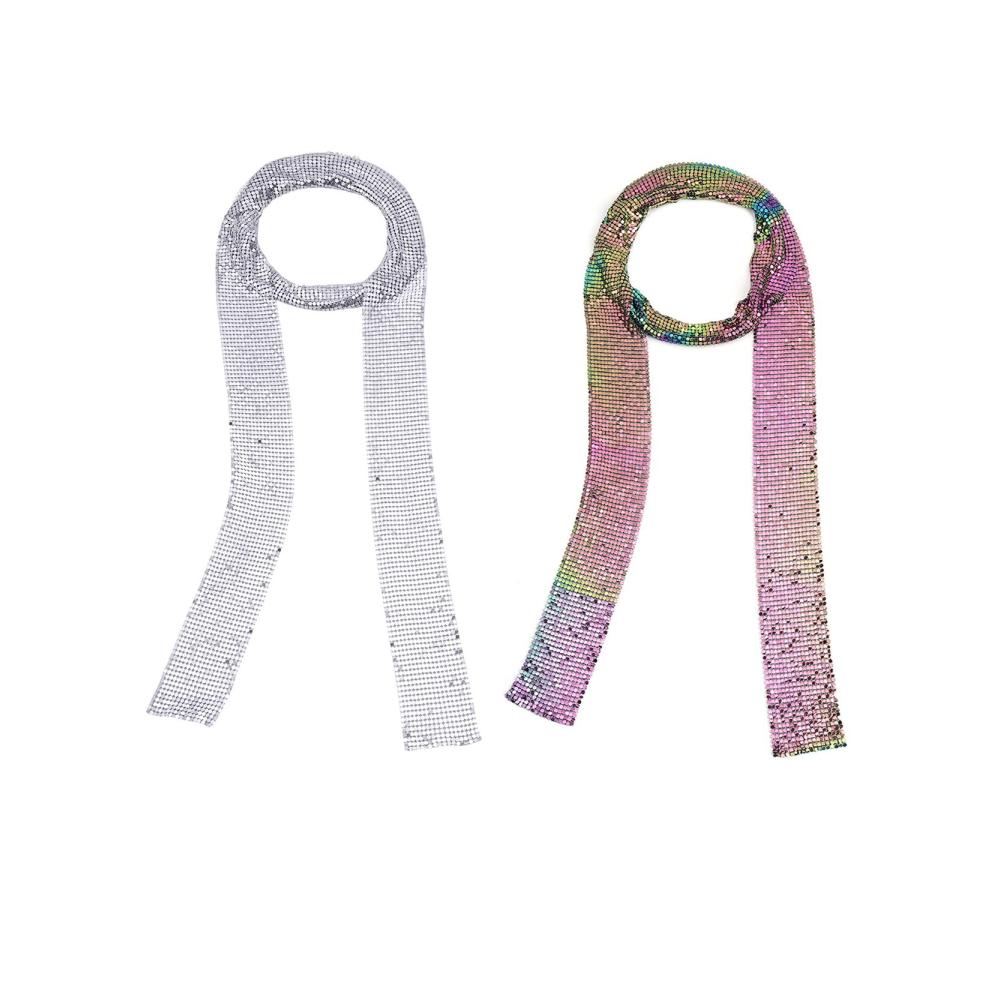 Glitzernder Metall-Pailletten-Schal für Frauen von Croozy Elegante Party- und Abendschal mit dünnem Skinny-Tie-Design