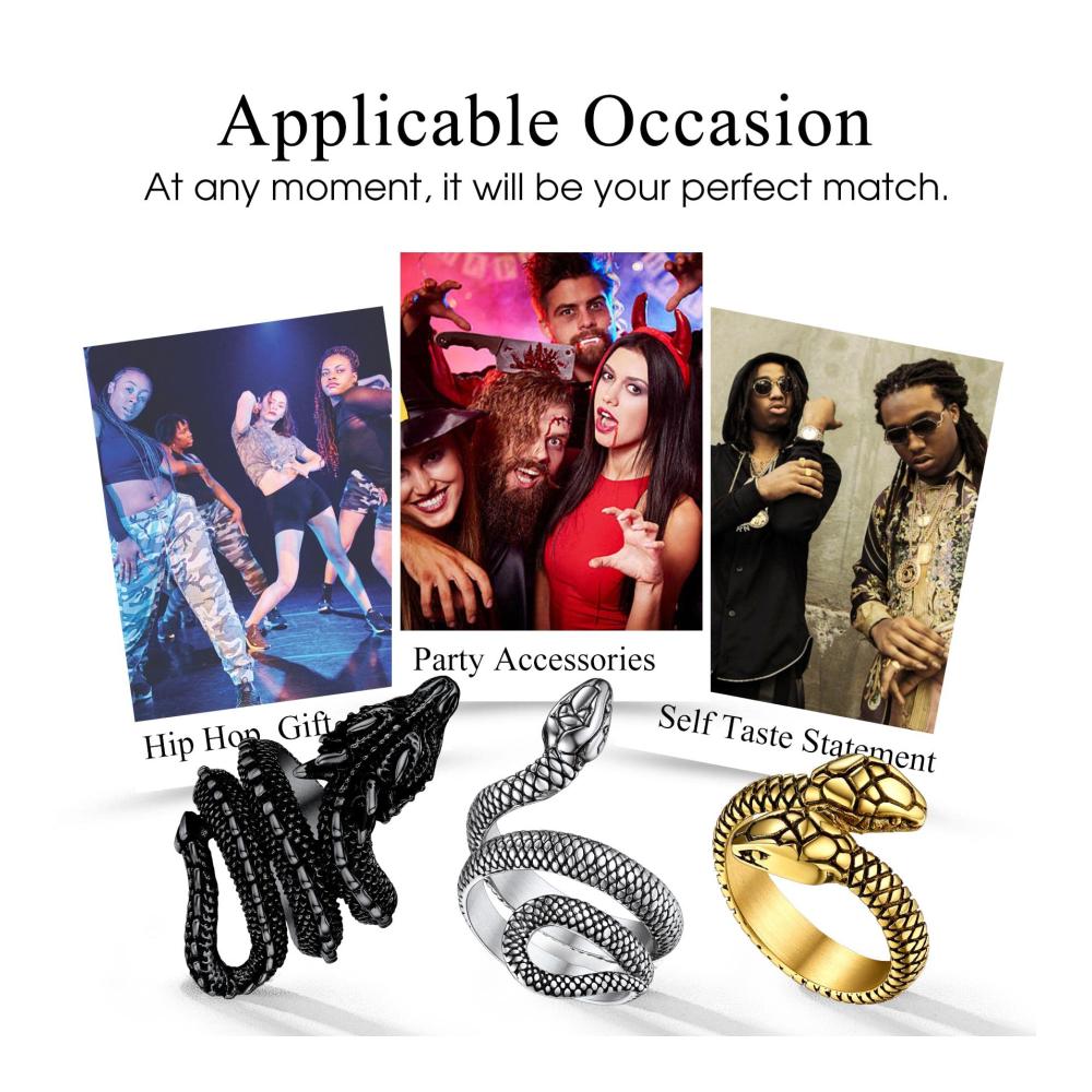 Vintage Edelstahl Schlangen- und Drachenringe Gothic Schmuck mit Gravur für Personalisierte Geschenke