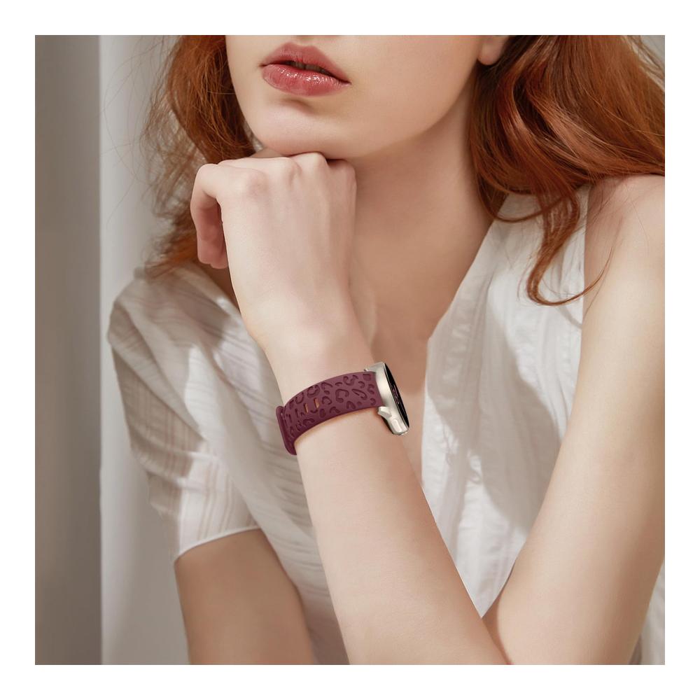 20mm Leopard Silikon Uhrenarmband für Garmin Vivomove Trend/Venu 2 Plus - Rot