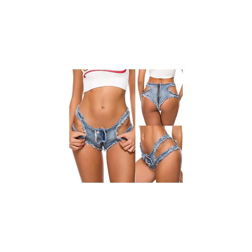 Cowgirl Style Damen Hot Shorts in Sexy Low Waist Denim - Trendige Skinny Fit Jeans mit Zipper und Button Closure