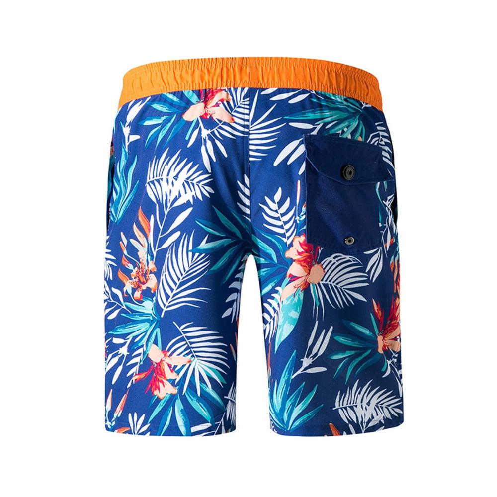 Herren Badeshorts Schwarze Sommer-Strandshorts mit elastischem Bund und Taschen