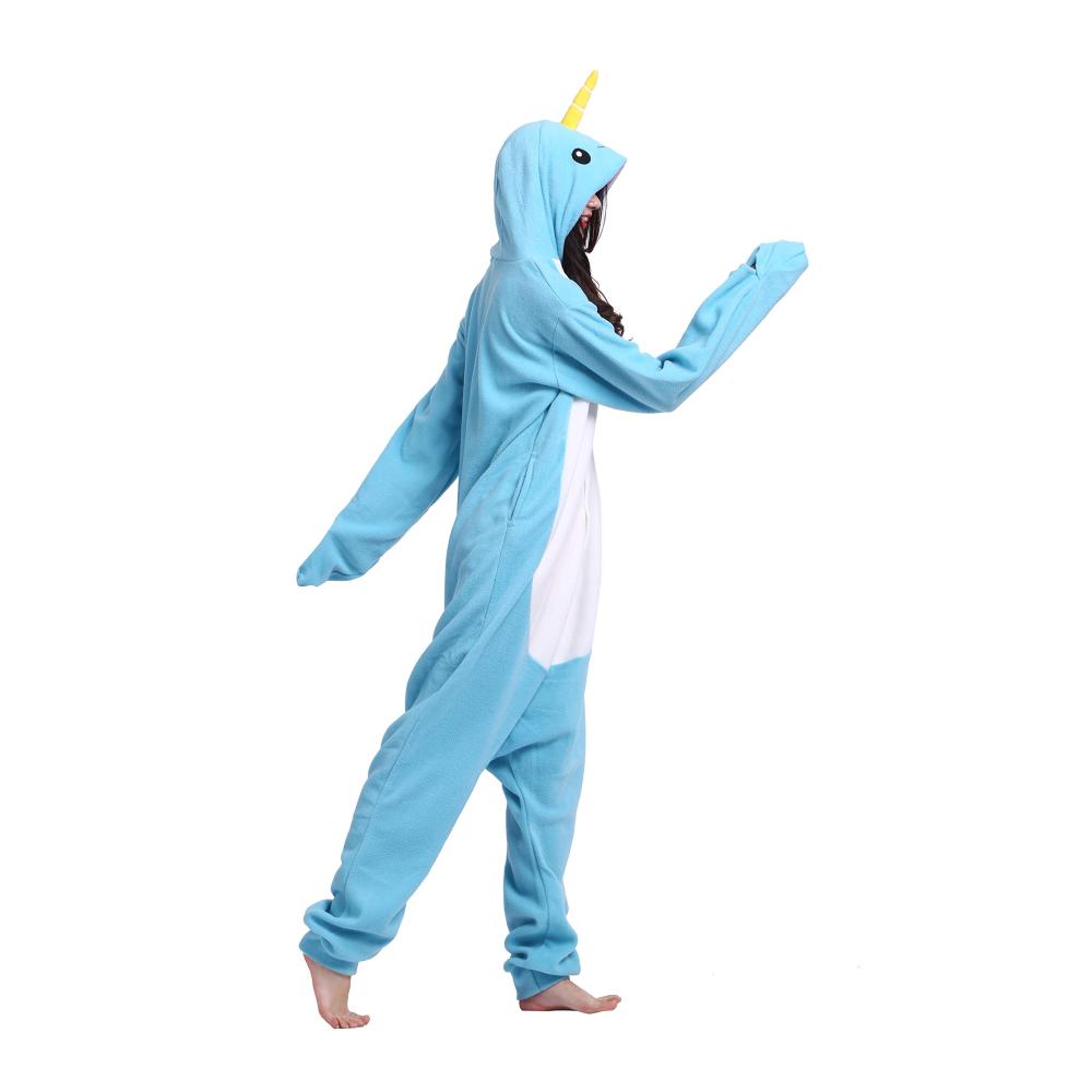 Tierischer Jumpsuit für Erwachsene - Kigurumi Narwal Kostüm für Fasching Halloween und Cosplay