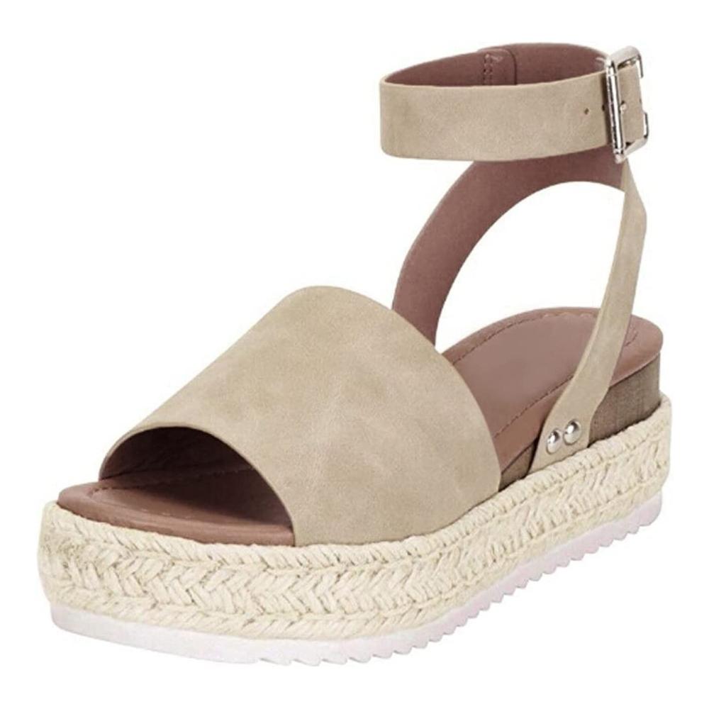 Damen Plateau Espadrille Wedges mit Open Toe und hohen Absätzen - Sommer Sandaletten mit Ankle Strap für den Strand