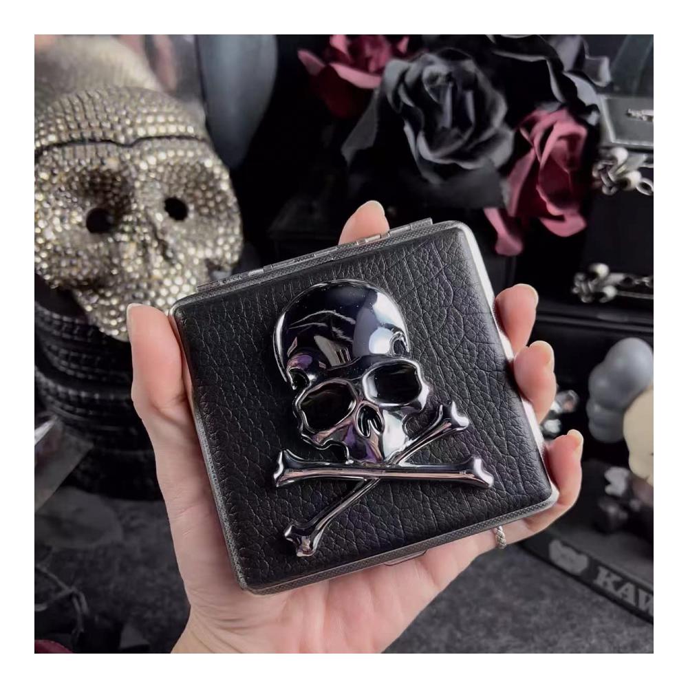 Stilvolles Zigarettenetui aus Leder und Metall für Frauen und Männer - Praktische Zigarettenbox und Etui für 20 Zigaretten im 84mm Regular Size Format - Ideales Geschenk für Raucher