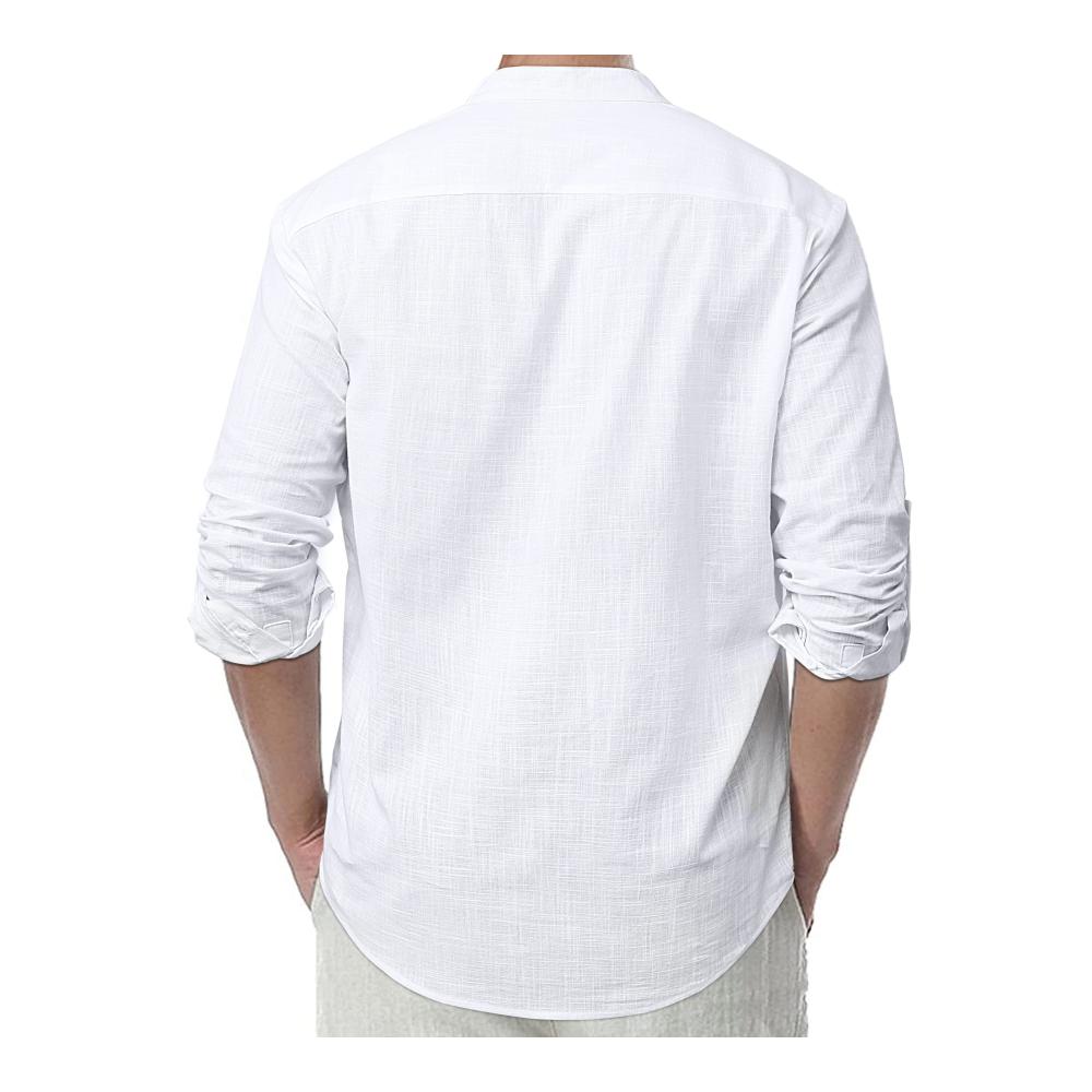 Herren Freizeithemd Baumwolle Leinenmix Langarm Regular Fit Sommerhemd