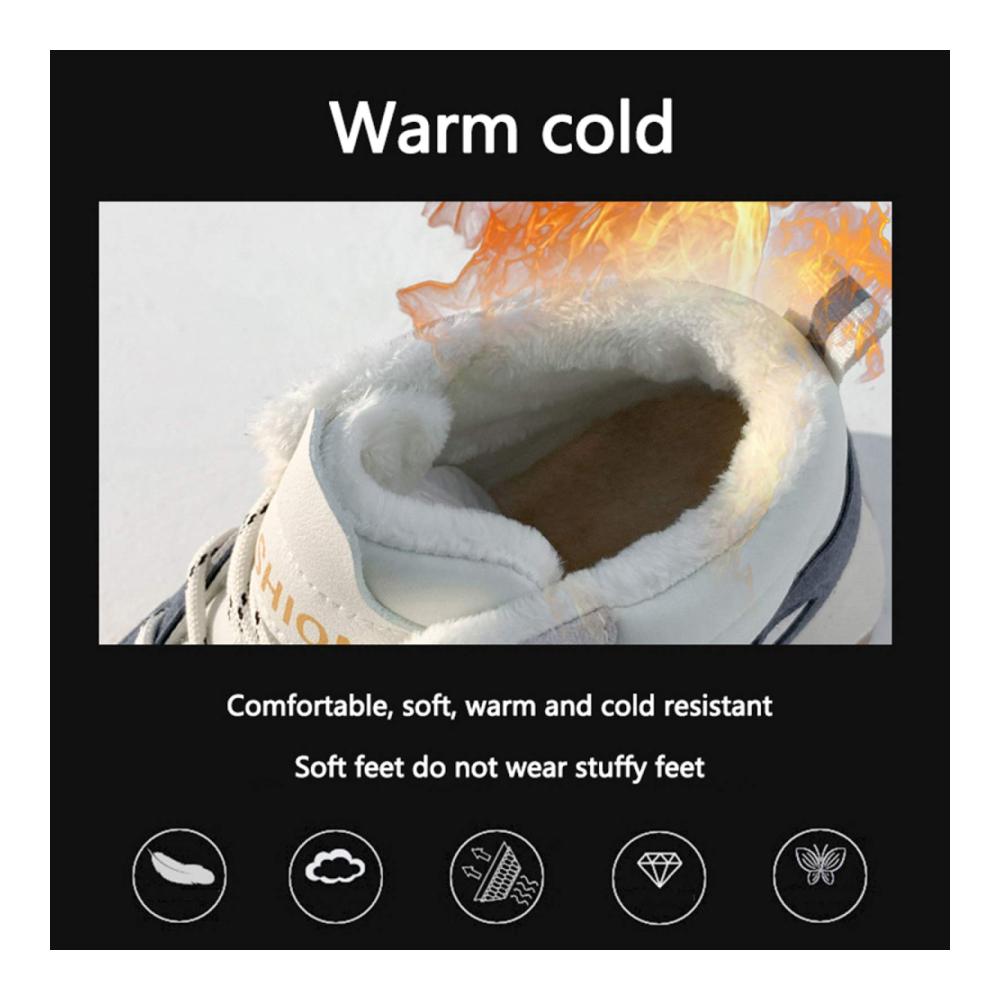 Warme Hochschaft-Sneaker Atmungsaktive Winterstiefel rutschfeste Baumwollschuhe für Studenten - 36EU Beige
