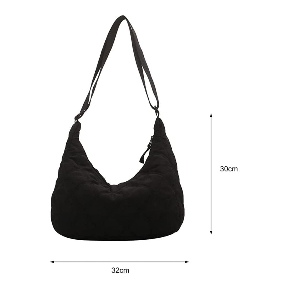 Gesteppte Umhängetasche für Damen - Nylon Crescent Bag mit Reißverschluss ideal für Reisen Shopping & Arbeit