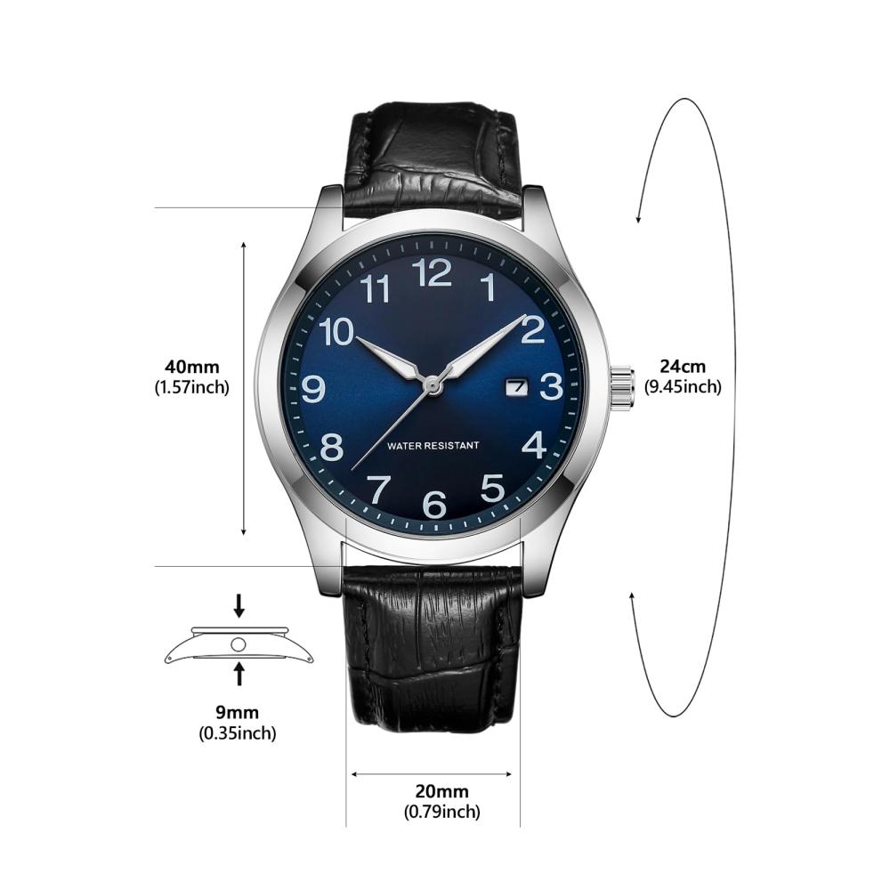 Herren Edelstahl Armbanduhr - Wasserdichte Quarzuhr mit Leuchtanzeige und Datumsanzeige Klassische Business Uhr für Männer
