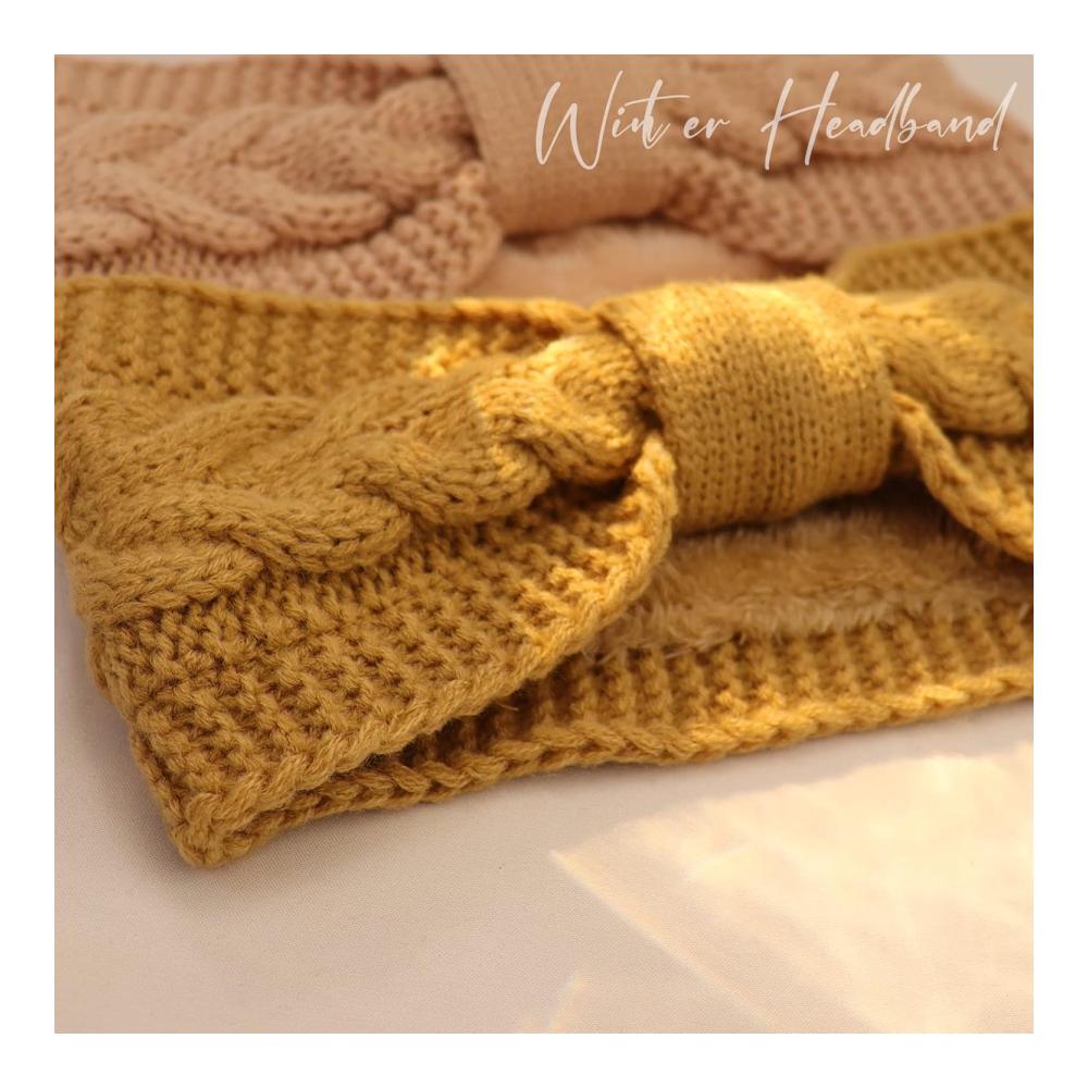 Winter Stirnbänder für Damen - Gestrickte Haarreifen in Marine Rosa & Weiß - Verdickte Stirnbänder mit Ohrenwärmern für Outdoor Sport Skifahren Laufen & Workout