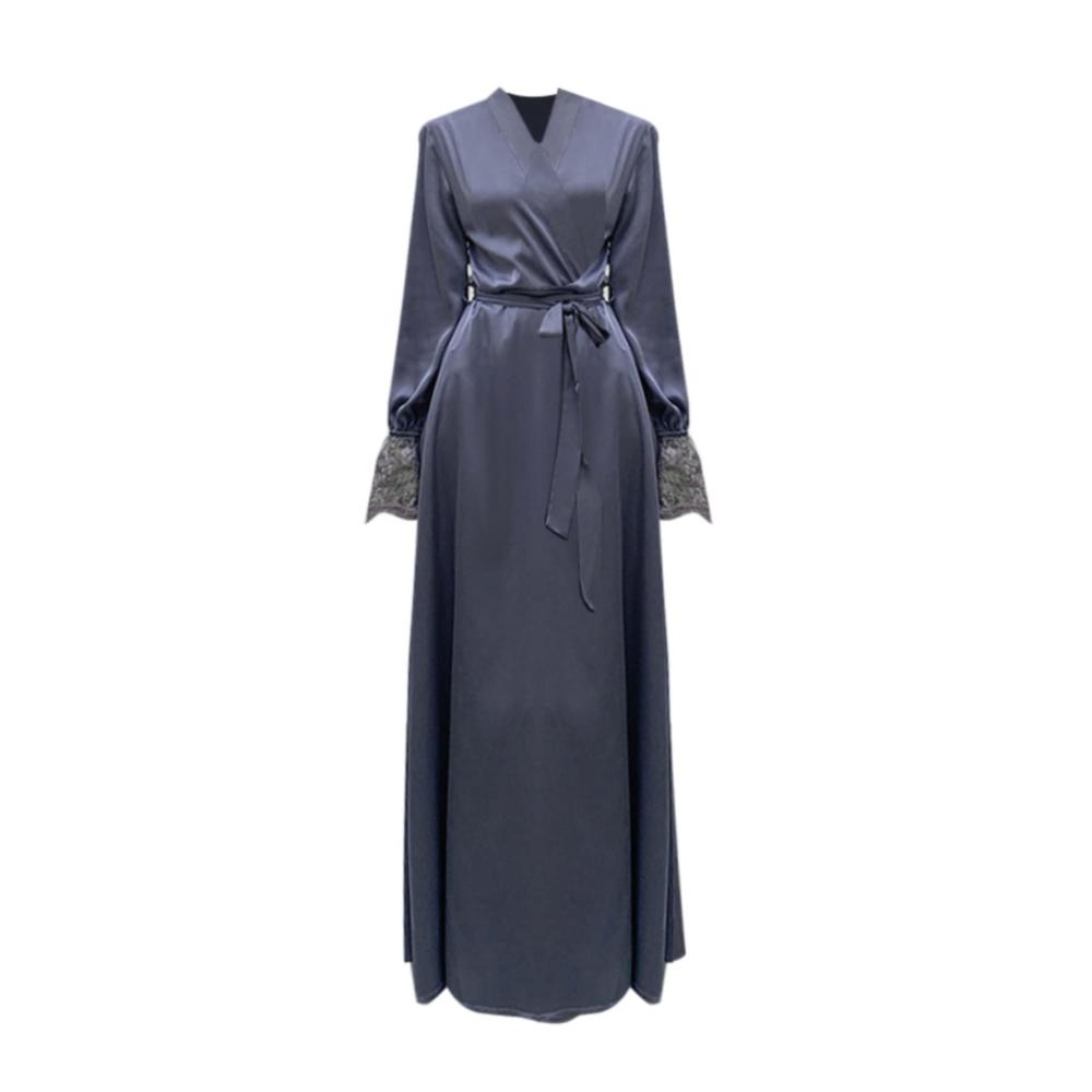 Eleganter Satin Kimono Bademantel für Hochzeit und entspannte Tage - Perfekt für Braut Brautjungfern und Damen - Mit Gürtel und Spitzenverzierungen - Rückenfreies Design - Französische Eleganz für stilvolle Hauskleidung