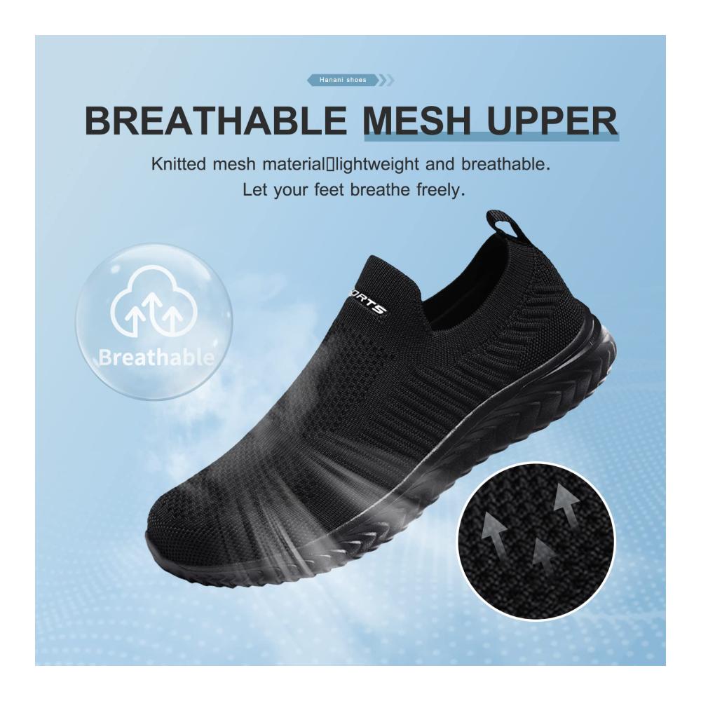 Memory Foam Walkingschuhe Bequeme Slip-On Sneakers für Herren und Damen - Outdoor Sportschuhe Atmungsaktiv Leicht und Ideal für Fitness Sporthalle und Freizeit