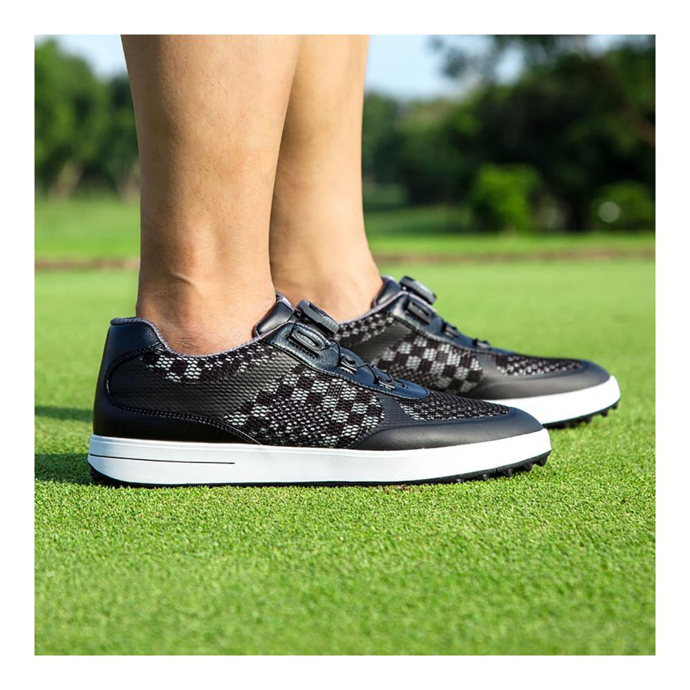 Golfschuhe für Männer - Atmungsaktive Mesh-Oberfläche Profi Anti-Skid Golf Sneakers in Großer Größe (Schwarz 275MM