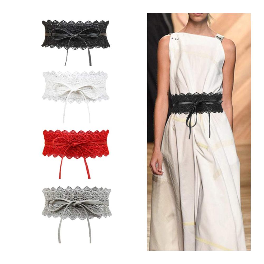 Boho Damen Gürtel – Spitzengürtel mit Porbbow Fliege und Wickel Design aus Kunstleder für Kleider