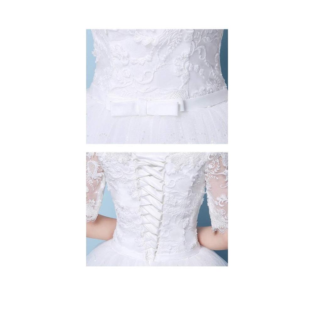 Brautkleid Weiß 4XL | Schulterfrei Spitzenapplikationen | Vintage Ballkleid Bodenlang | Damen Hochzeitskleid Croset Tüll | Elegantes Happy Life Design