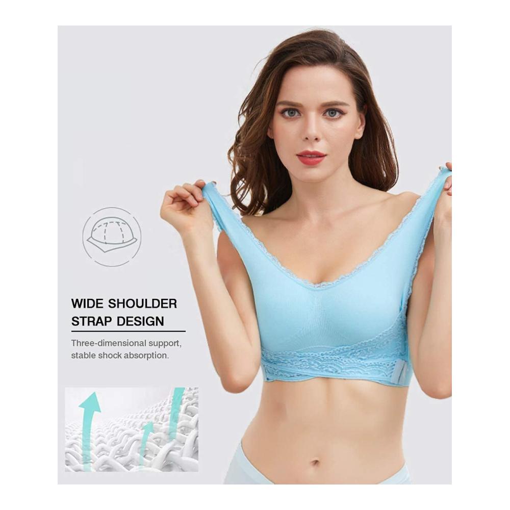 Mondliebe Damen Sport-BH Push-Up Spitzen-BH mit Vorderverschluss Kreuzschnalle & Polsterung