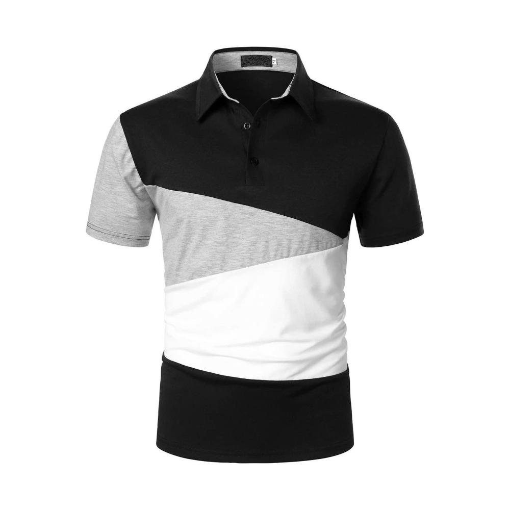 Herren T-Shirt Frühling Sommer - Patchwork Design Baumwolle Kurzarm Freizeit- und Sportbekleidung