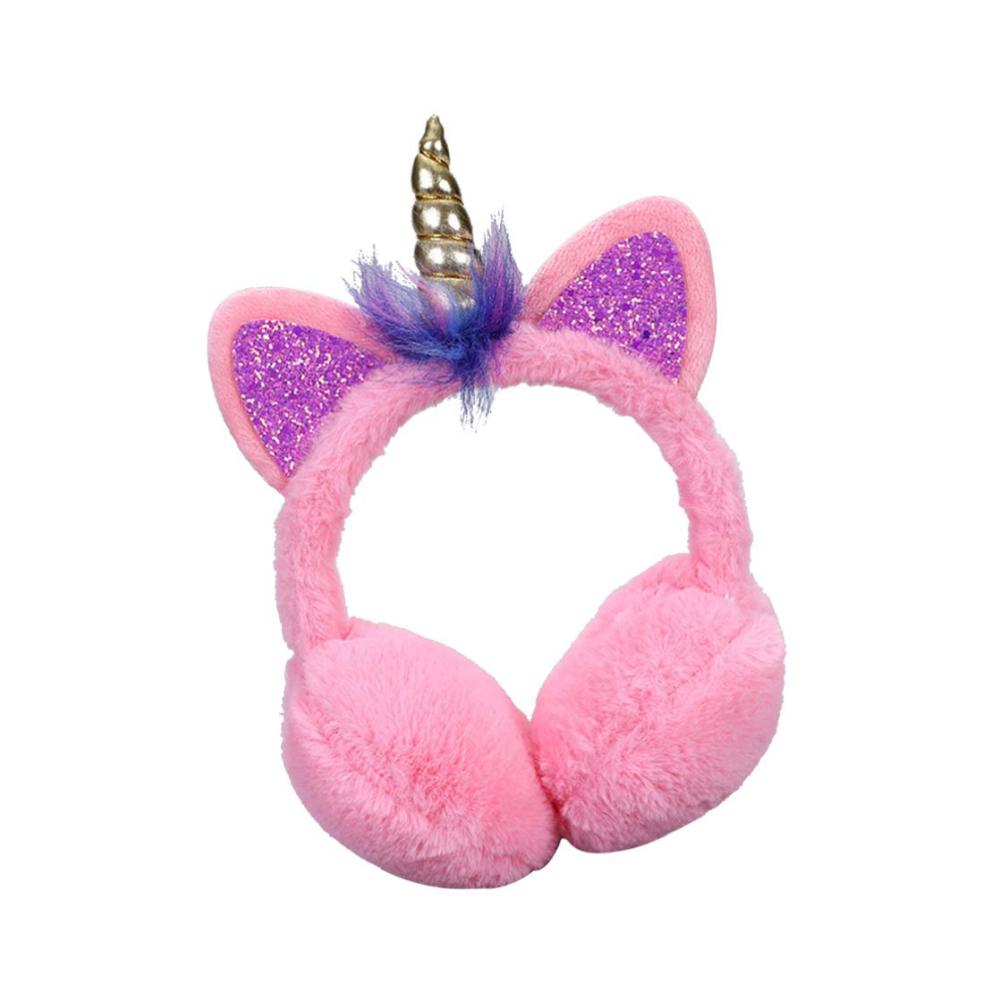 Rosa Plüsch Einhorn Ohrenschützer - Warme Winter Ohrwärmer für Frauen Kinder & Mädchen Weich & Bequem Ideal für Outdoor-Aktivitäten