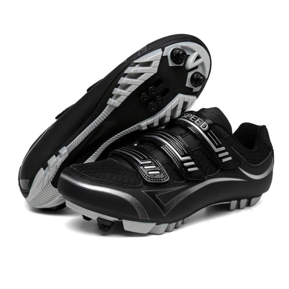 Mountainbike Radschuhe Atmungsaktive Herren MTB Fahrradschuhe mit SPD Cleats für Damen - Outdoor Reitschuhe in Schwarz (Größe 43EU
