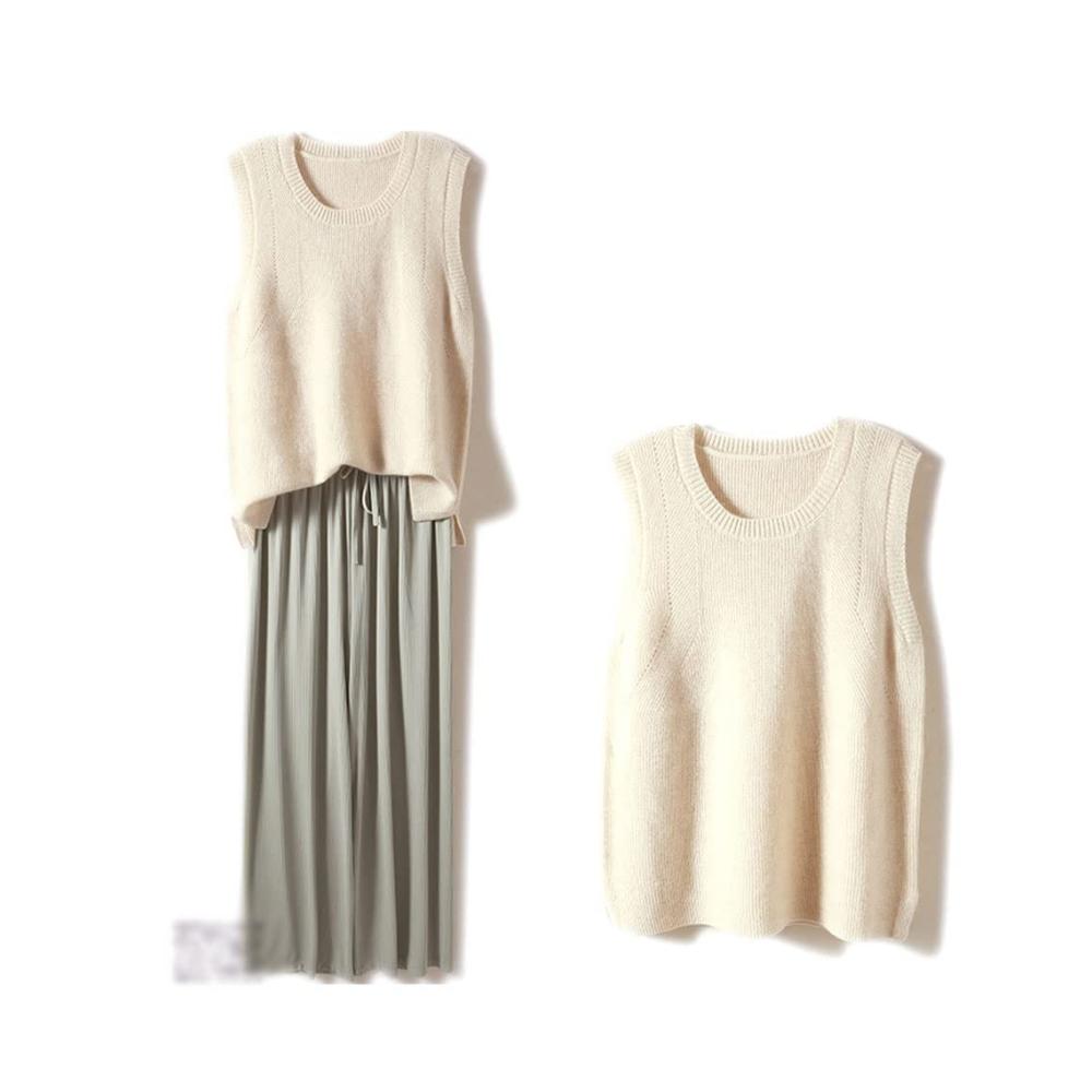 Strick Ponchos & Capes für Frauen - BHVXW Rundhals Pullover Weste aus Wolle ärmellos für Frühling und Herbst (Farbe D Größe 2XL