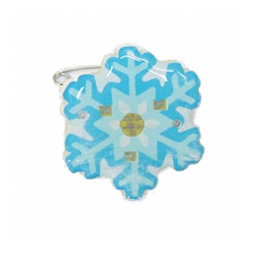 6er Set LED Schnee Sticker Buttons - Bling Bling Accessoires in schönem Blau - Batteriebetrieben - Anstecknadeln mit Zack-Button Design
