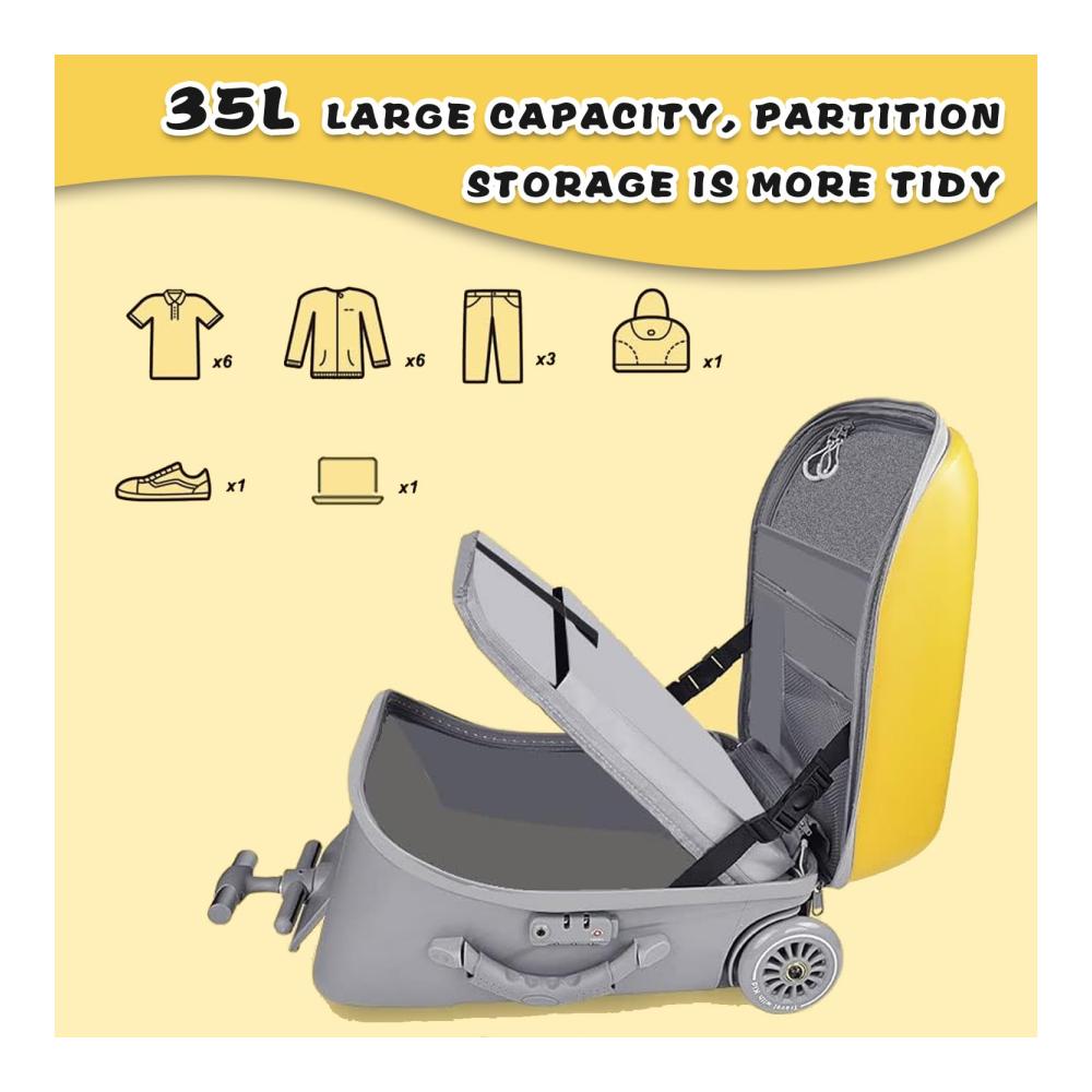 Kindergepäck Faltbarer Mitfahrkoffer mit Kindersitz-Design für bequemes Air Boarding