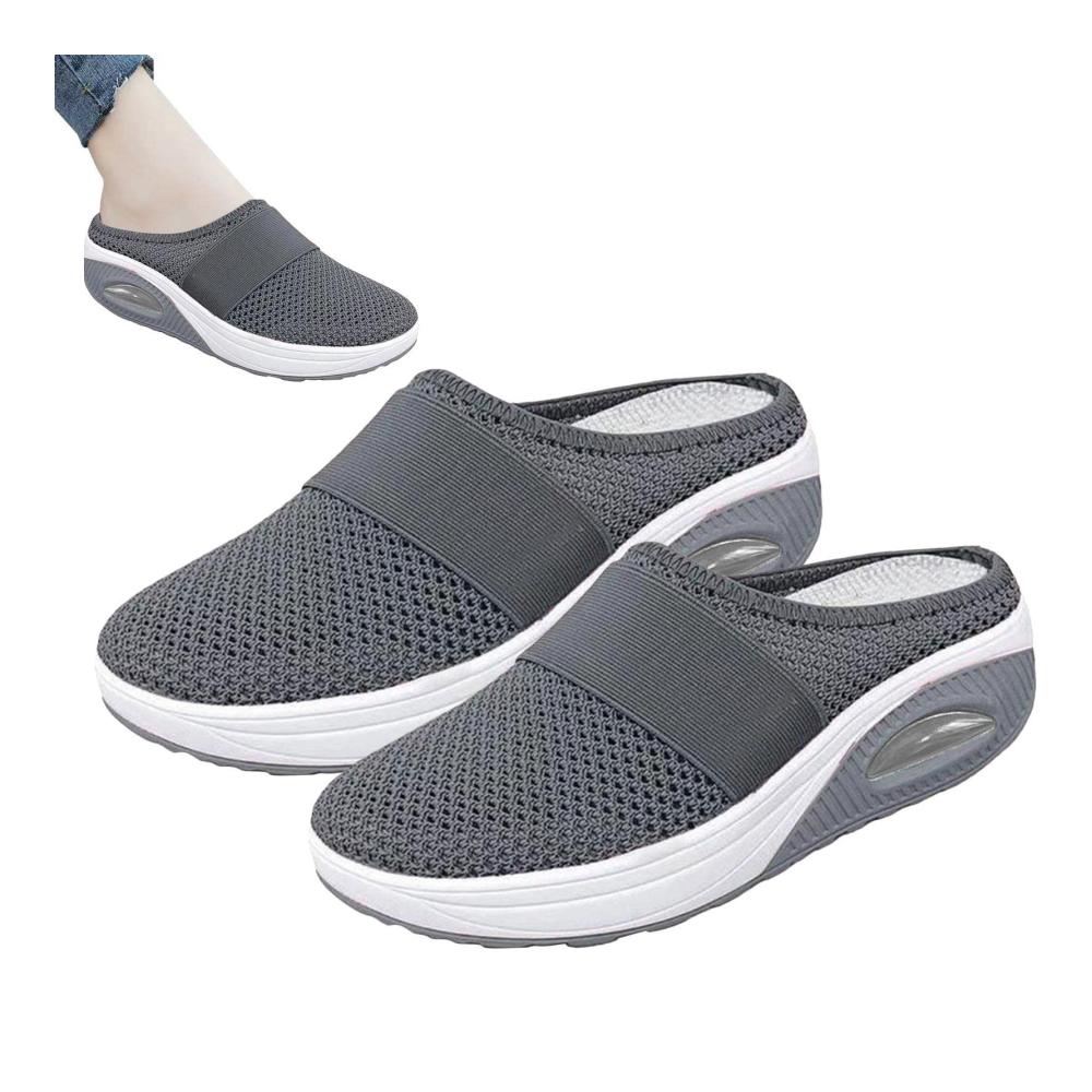 Orthopädische Damen Sneaker 2023 Bequeme Slip-On Air Cushion Wanderschuhe mit Mesh Stretch – Leichte Sportschuhe für Damen