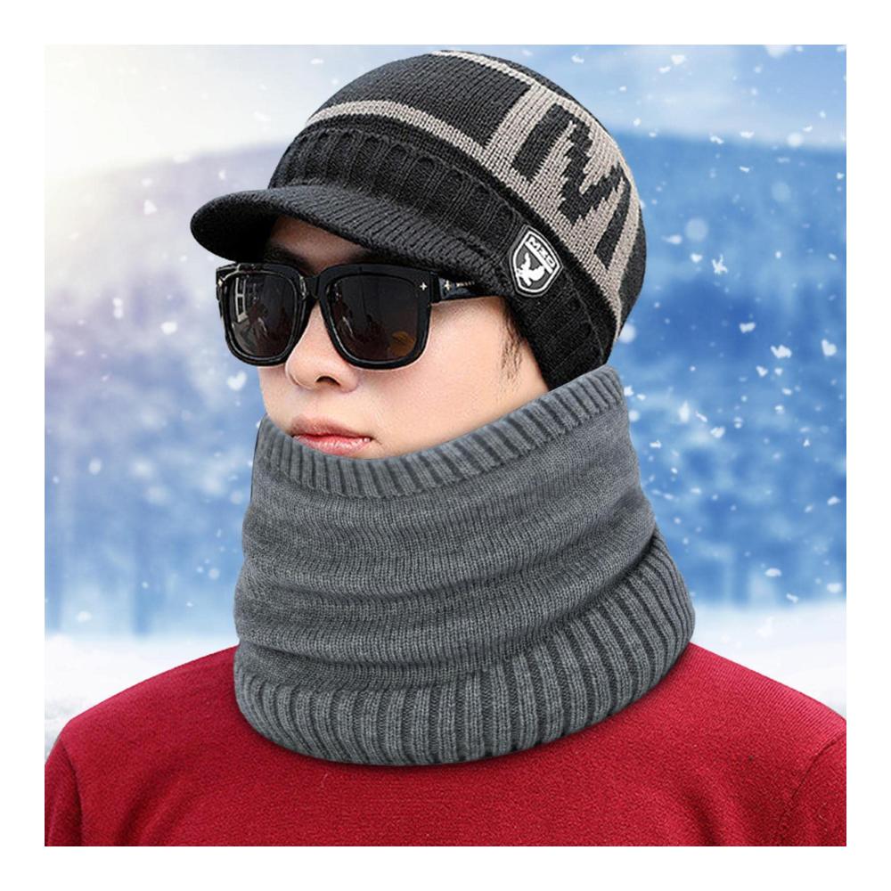 Winter-Thermo-Schal für Männer | Doppelschichtiger Nackenwärmer mit Gamasche | Winddichte Halsmanschette und Gesichtsschal | Dick und warm für kalte Tage