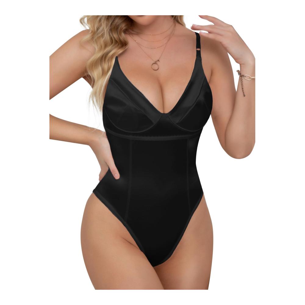 Bodys popiv Damen V-Ausschnitt Bodys Verstellbar Spaghettiträger Sexy Tops Ärmellos Rückenfrei Bodys Tops Party Rave Outfit - Stilvoller Damen-Body mit verstellbaren Trägern und raffiniertem V-Ausschnitt für einen sinnlichen Look