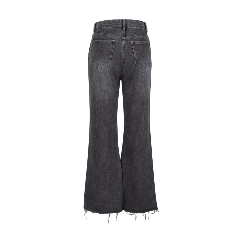 Modische Damenjeans Zerrissene Boyfriend-Jeans für Frühling & Herbst | Breite Denim-Hose mit weitem Bein und Bootcut-Schnitt für Frauen