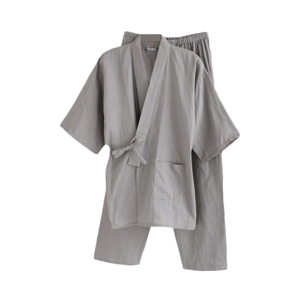 Herren Bademantel Set Japanische Yukata Kimono Robe & Pyjama - Komfortabler Morgenmantel