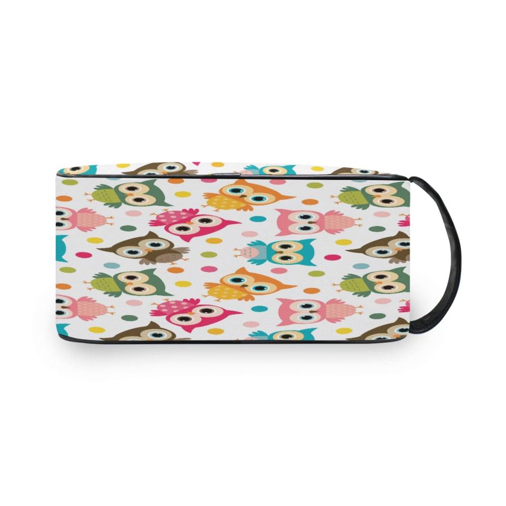 Bunte Eulen Kulturtasche für Damen und Herren - Praktischer Kulturbeutel mit Punkten ideal als Kosmetiktasche Make-up-Tasche Handtasche oder Organizer mit Reißverschluss. Tragbare Waschtasche für Mädchen und Tiervogel-Liebhaber – Perfektes Rasierset und Organizer fürs Badezimmer